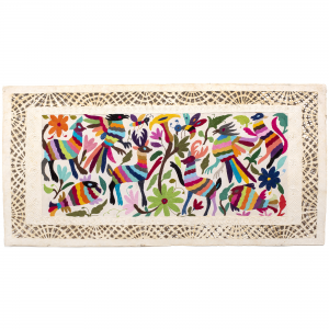 Papel Amate Wall Art with Otomi Embroidery