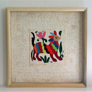 Papel Amate Wall Art with Otomi Embroidery