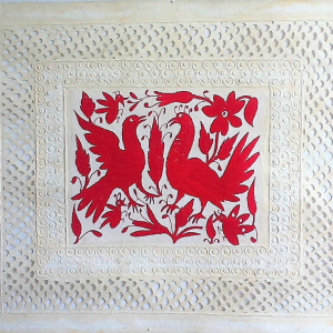 Papel Amate Wall Art with Otomi Embroidery