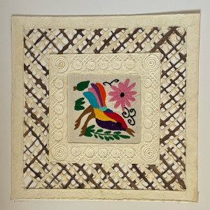 Papel Amate Wall Art with Otomi Embroidery