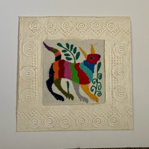 Papel Amate Wall Art with Otomi Embroidery