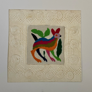 Papel Amate Wall Art with Otomi Embroidery