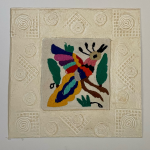 Papel Amate Wall Art with Otomi Embroidery