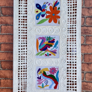 Papel Amate Wall Art with Otomi Embroidery