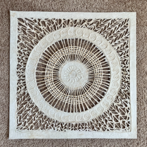 Papel Amate Wall Art- 16″ x 16″ Unframed=All White Mandala