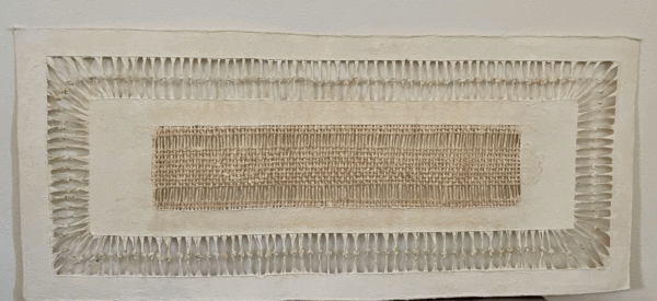 Papel Amate Wall Art-Woven Paper Fibers in Cream and White.  18" x 41" $275.