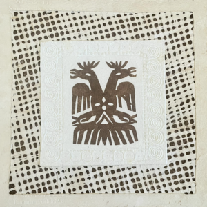 Papel Amate (paper made from tree bark) – with Nuju Sprit – Brown Eagle Cutout – 12″ x 12″ $30.